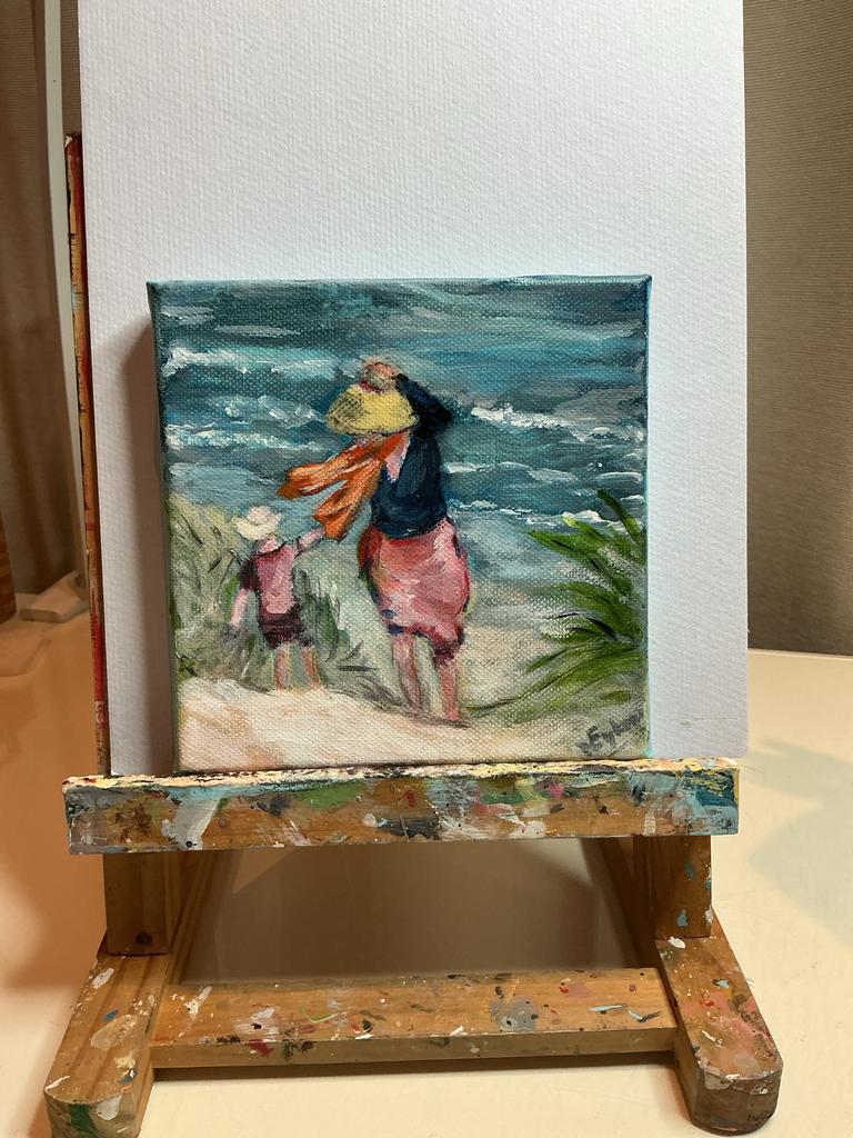 Mini Schilderijtjes - Strandtafreeltjes  - 15x15cm, Ophalen of Verzenden