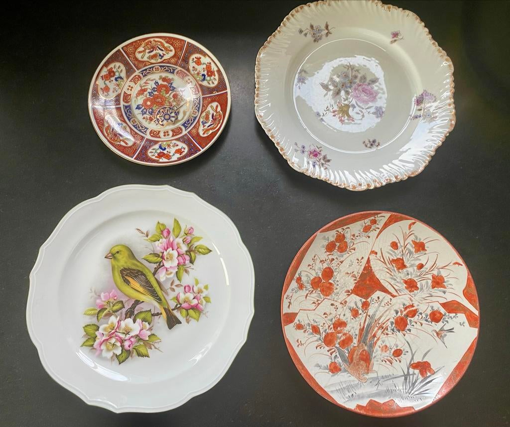 Vintage wandbordjes vogel bloemen, diverse prijzen, Ophalen of Verzenden