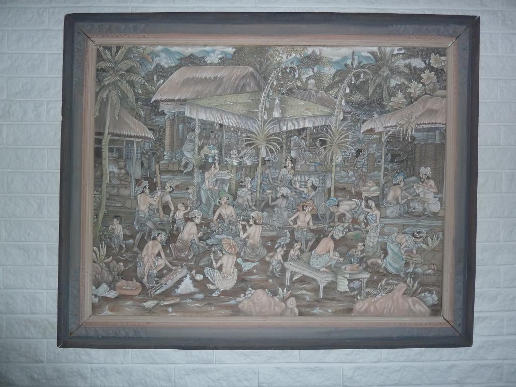 Indonesisch Schilderij: ( Balinese Bruiloft), Antiek en Kunst, Kunst | Schilderijen | Klassiek, Ophalen