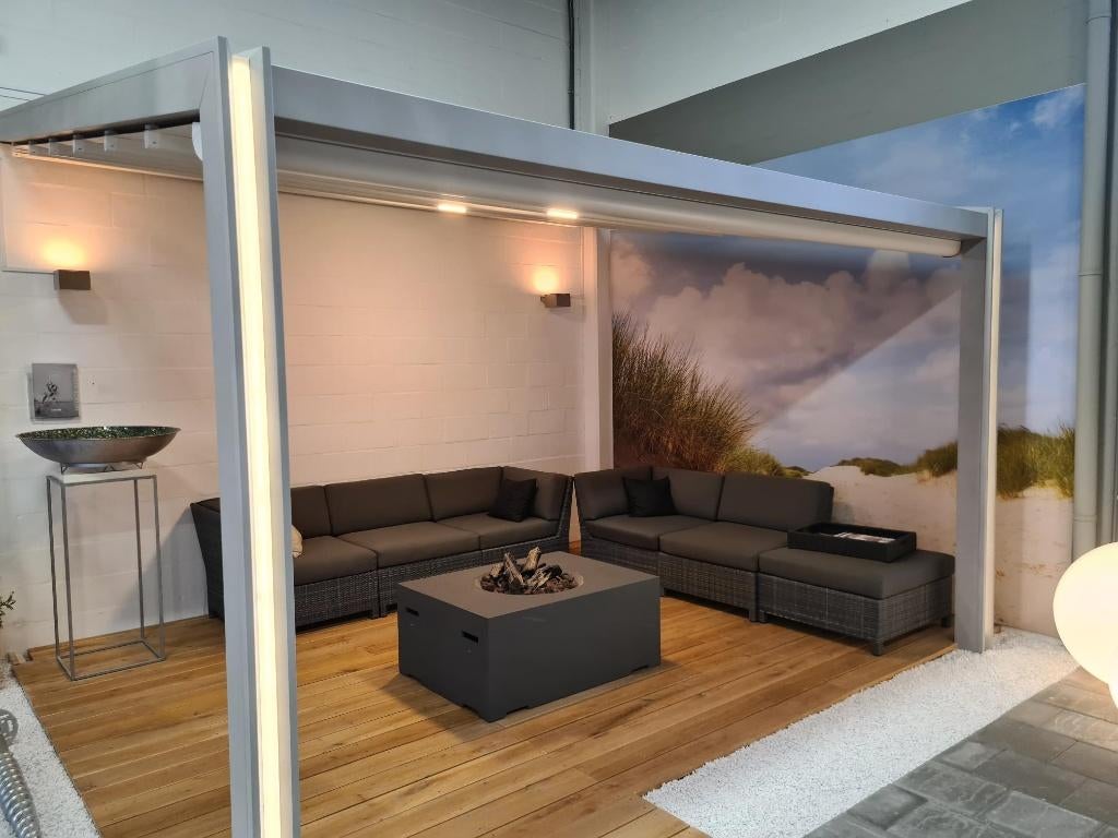 Aluminium pergola met elektrisch vouwdoek, Ophalen, Nieuw
