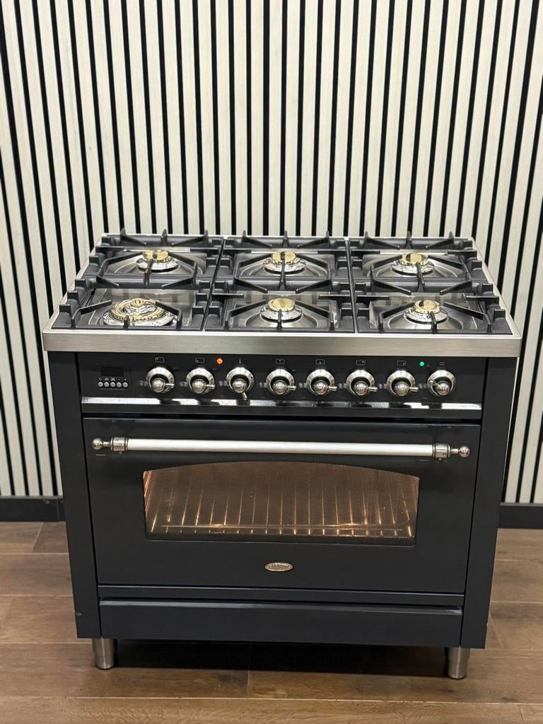 Luxe Boretti Fornuis 6 pits antraciet/chroom Multi. Oven, Witgoed en Apparatuur, Fornuizen, Fornello Esperta, Ophalen of Verzenden