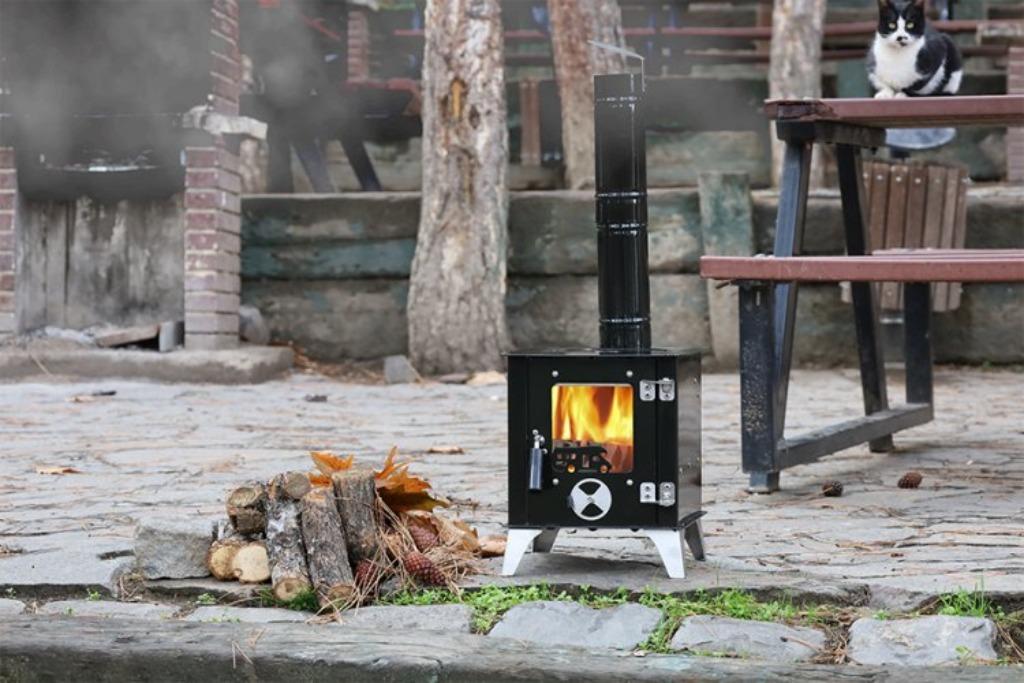 KMP02 Sabah Tiny Camping Houtskachel – Zwart– Outdoor- Draag, Ophalen, Vrijstaand, Hout, Nieuw