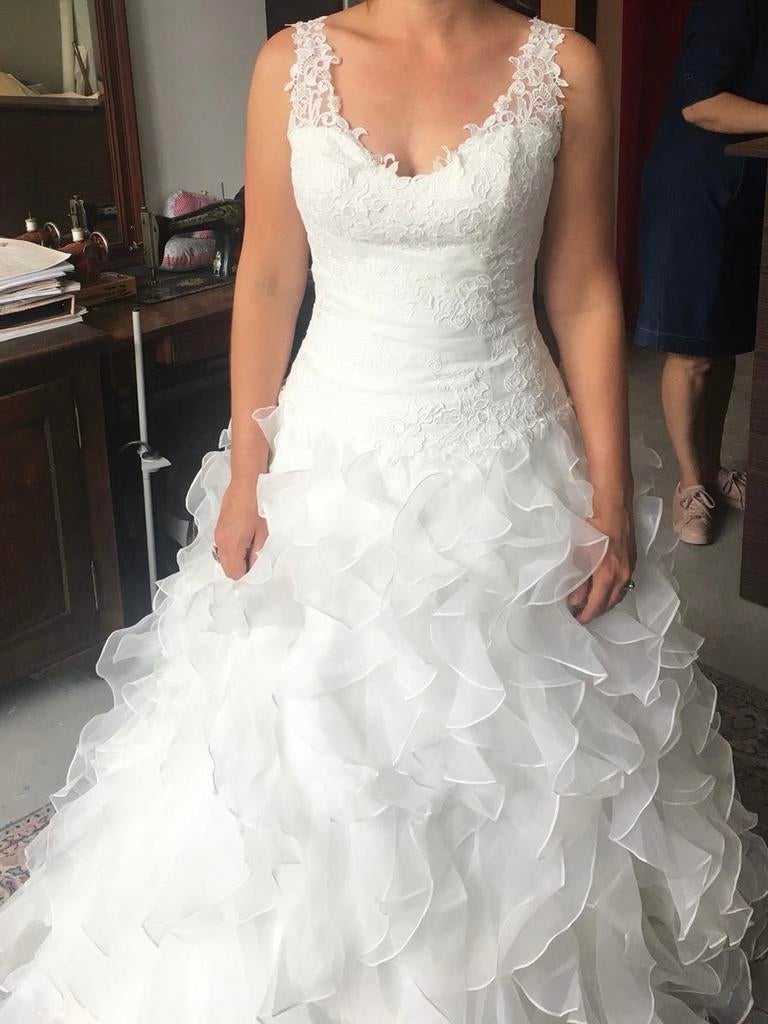 Elegante bruidsjurk maat 40, Kleding | Dames, Ophalen of Verzenden, Zo goed als nieuw, Wit, Trouwjurk