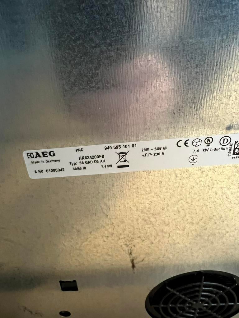 Aeg Inductie Kookplaat HK634200FB (2 Fase), Ophalen, Refurbished, 4 kookzones, Inbouw