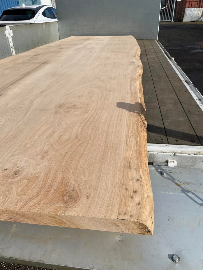 Eiken boomstam tafel blad vergader tafel XXL op maat gemaakt, Ophalen, Nieuw, Rechthoekig, 200 cm of meer