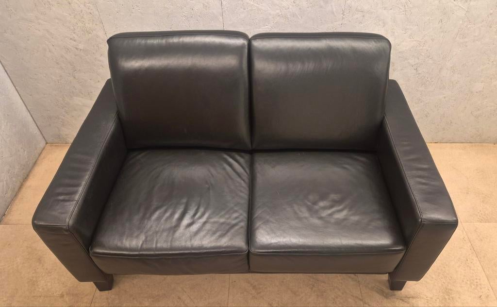 Luxe Montèl 2-zits bank van echt leer – strak & comfortabel, Ophalen, Gebruikt, Modern Design, 150 tot 200 cm