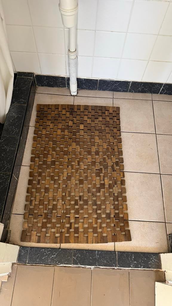 Houten Badmat, Huis en Inrichting, Badkamer | Badtextiel en Accessoires, Zo goed als nieuw, Badmat, Bruin, Ophalen of Verzenden
