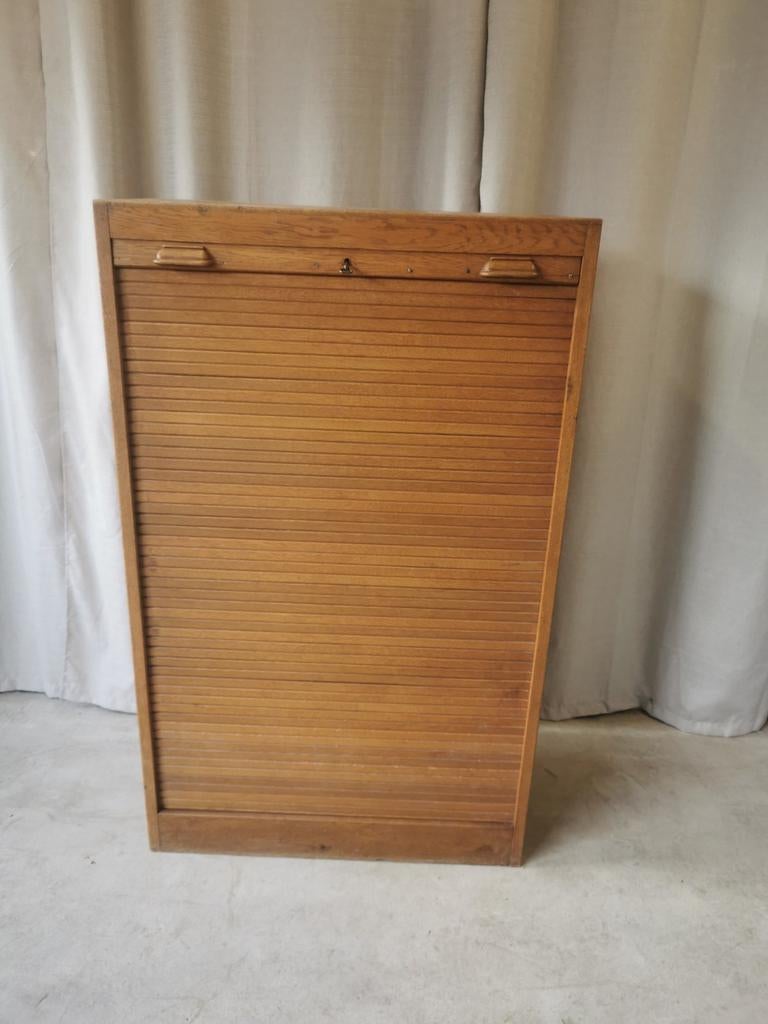 Vintage roldeur archiefkast, Huis en Inrichting, Kasten | Roldeurkasten en Archiefkasten, Ophalen, Gebruikt, 25 tot 50 cm