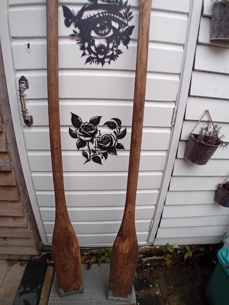 Houten Roeispanen / Punters Set van 2, Watersport en Boten, Ophalen, Gebruikt, Overige typen