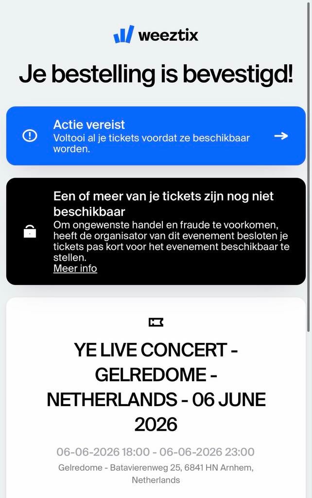Ye (Kanye West) Live Gelredome 6 juni 2026 2x Platina Rang, Tickets en Kaartjes, Twee personen, Juni