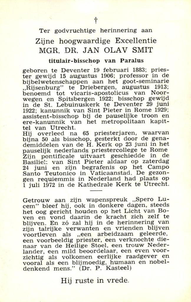 Mgr Dr. Jan Olav Smit 1883-1972, Verzamelen, Ophalen of Verzenden