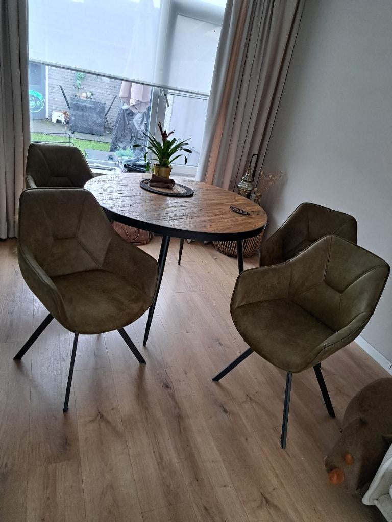Leren stoelen FonQ - 4 stuks, Huis en Inrichting, Stoelen, Ophalen, Gebruikt, Overige kleuren, Vier