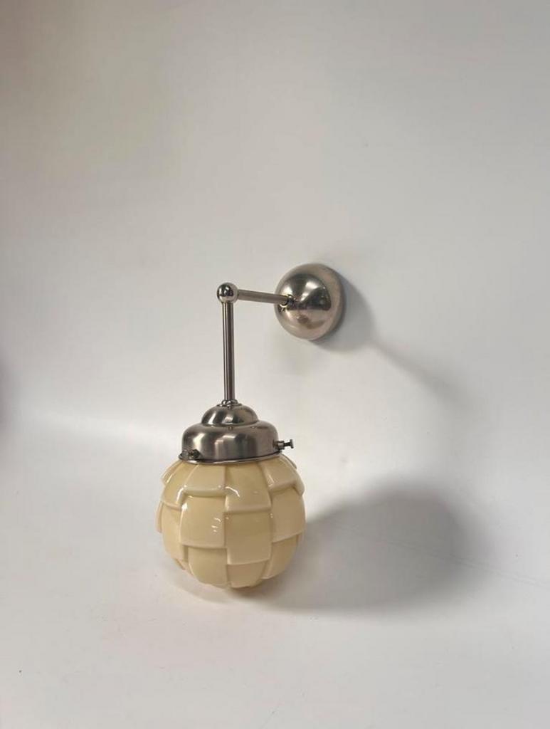 Vintage Art Deco wandlamp Artisjok creme armatuur chroom, Ophalen of Verzenden, Zo goed als nieuw