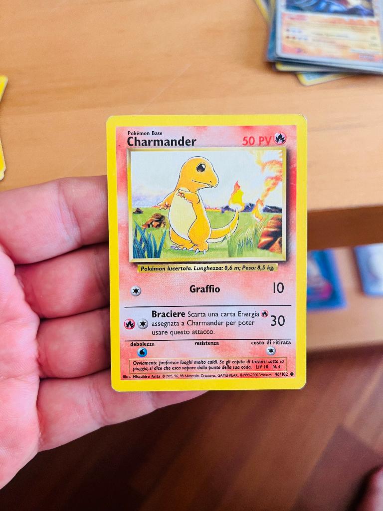 Charmander 46/102 Base Set Pokemon, Verzenden, Zo goed als nieuw, Losse kaart, Foil