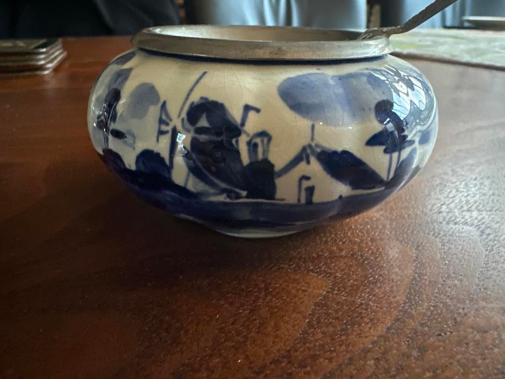 Delfts Blauw Theezeefje met Kom, Antiek en Kunst, Ophalen of Verzenden
