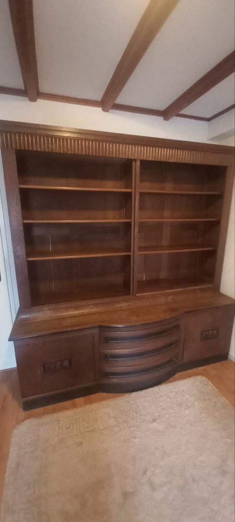 Antieke Heineken boekenkast met bureau, Gebruikt, Met deur(en), 200 cm of meer, 200 cm of meer