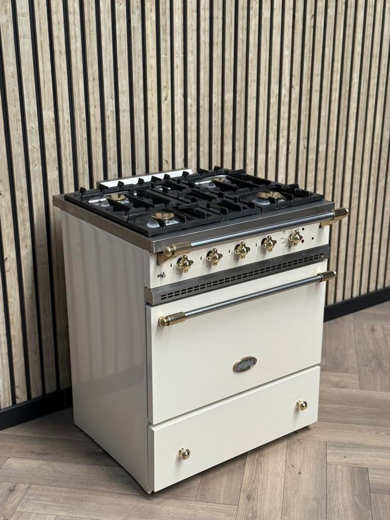 Luxe Lacanche 70cm crème gas + Elektrische oven, 60 cm of meer, Gas, 90 tot 95 cm, 4 kookzones