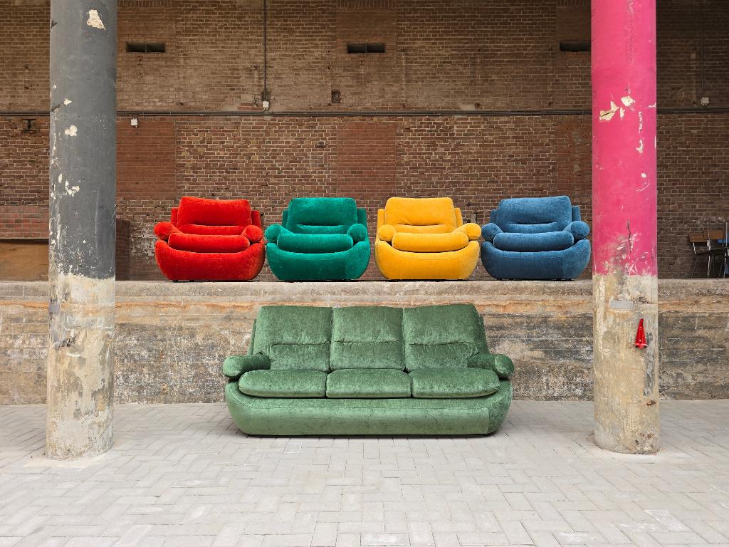 Nieuw! Retro Design 3-Zits Bank Excelsior | Vintage Sofa, Huis en Inrichting, Gebruikt, 100 tot 125 cm, Hout, Driepersoons