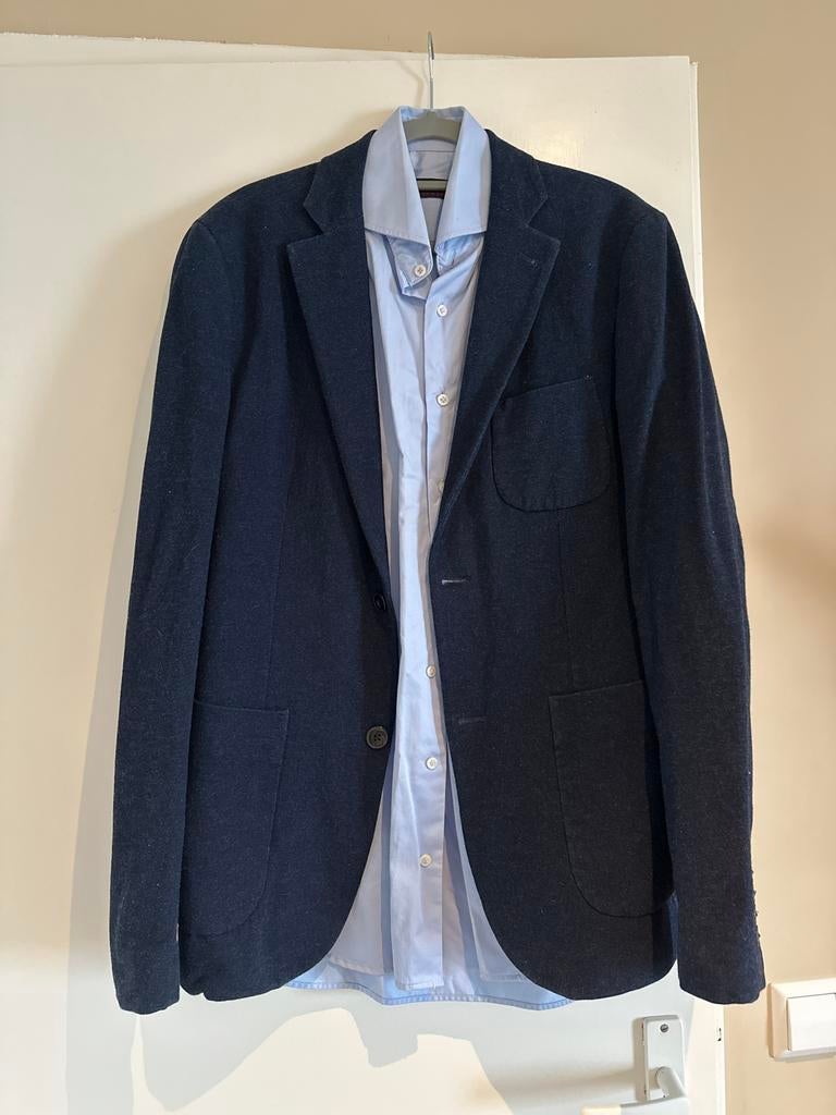 Overhemd en colbert set, Ophalen of Verzenden, Zo goed als nieuw, Maat 46 (S) of kleiner, Blauw