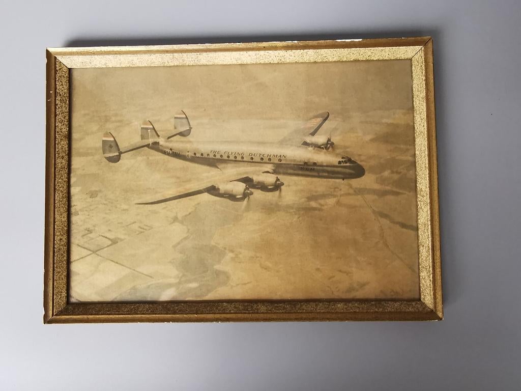 De vliegende Hollander KLM schilderij vintage prent / lithog, Verzenden, Gebruikt, Overige typen