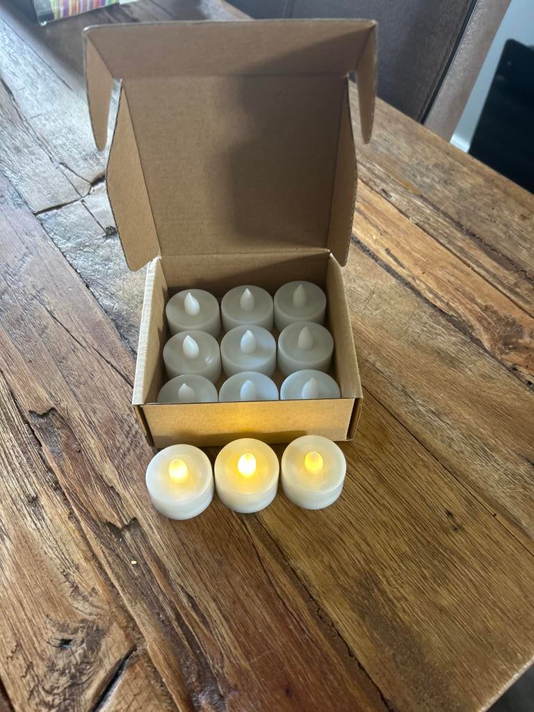 6 Doosjes LED Waxinelichtjes met Batterij - 9 stuks, Kunststof, Wit, Nieuw, Ophalen of Verzenden
