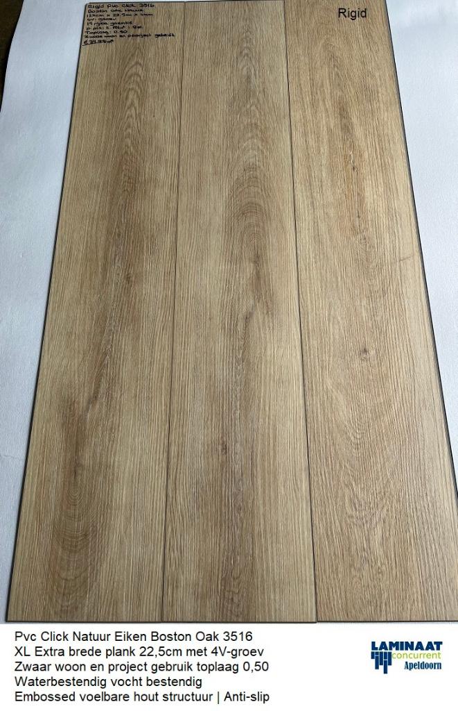Pvc click Laminaat Natuur Eik Boston 4V-groev toplaag 0,50, Huis en Inrichting, Stoffering | Vloerbedekking, Nieuw, Laminaat, Beige