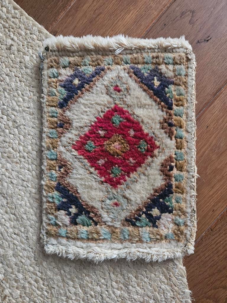 Handgeknoopt perzies tapijtje, Minder dan 50 cm, Bruin, Vintage, Minder dan 50 cm