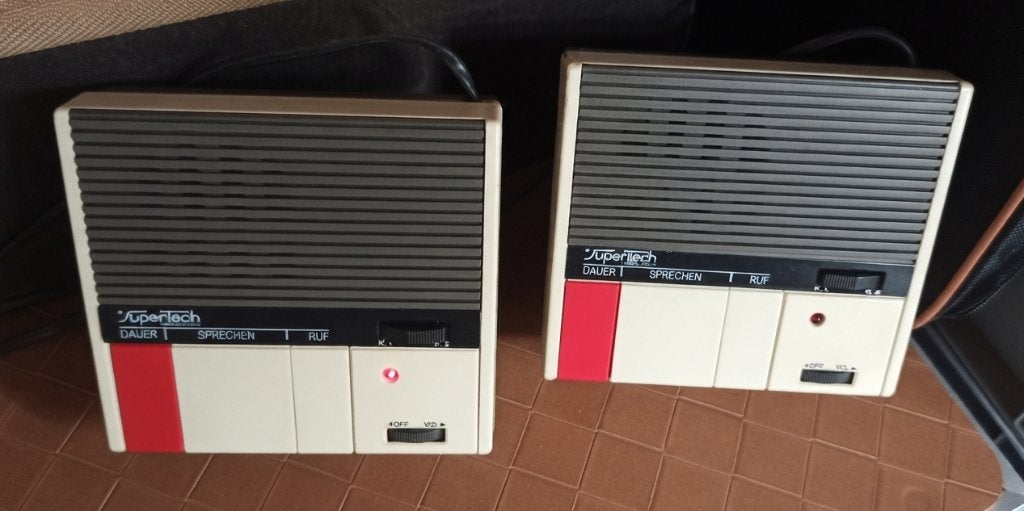 Vintage SuperTech Intercom Babyfoon FM-781 Draadloos Analoog, Ophalen of Verzenden, Gebruikt, 2 handsets