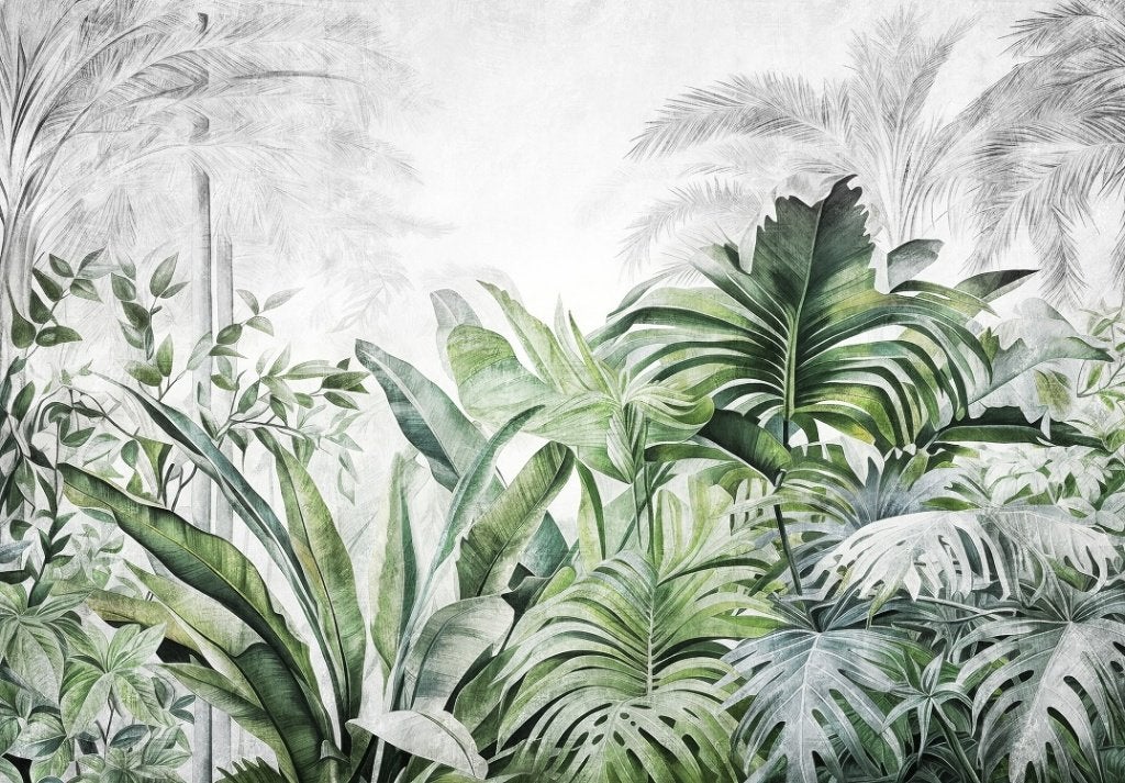 Jungle behang Groene bladeren - fotobehang op maat mogelijk, Verzenden, Fotobehang
