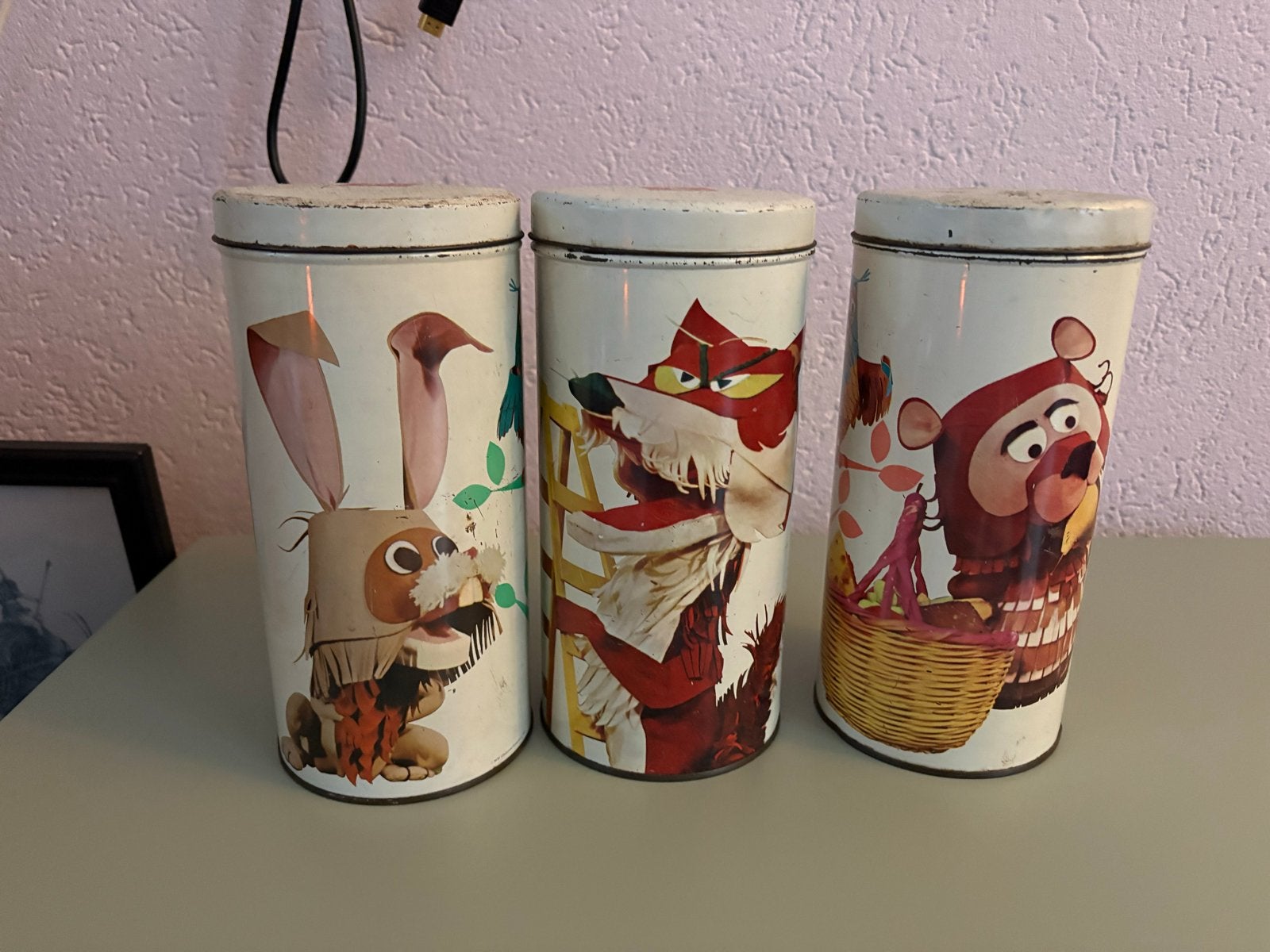 Vintage Fabeltjeskrant Bolletje beschuitbilkken (set van 3), Ophalen