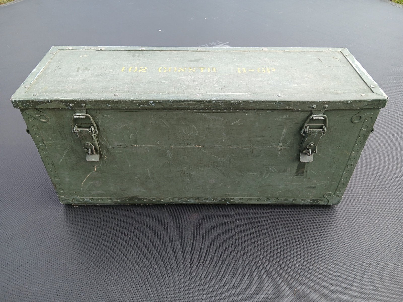 Vintage Leger Kist - Houten Opbergkist - Militair Groen, Ophalen, Gebruikt