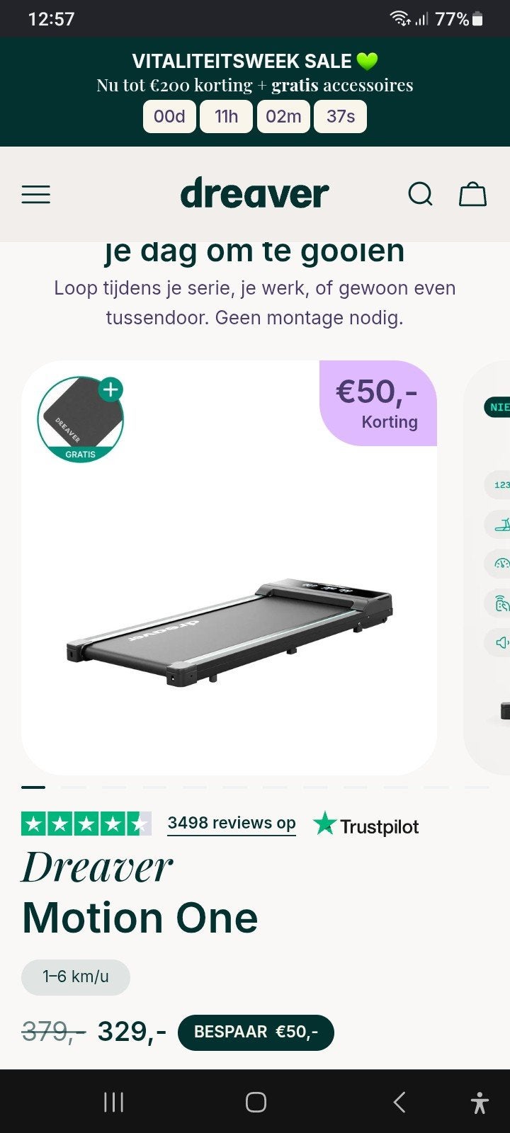 Foto 4 van Dreaver loopband - Compact en ideaal voor thuisgebruik
