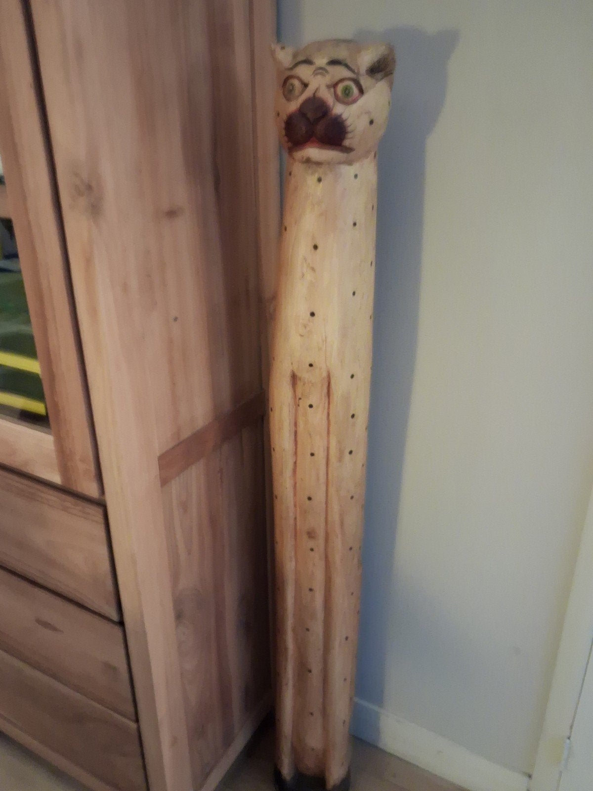 Houten beeld van een kat - Handgesneden, Ophalen, 1 meter - 2 meter, Beeld, Hout