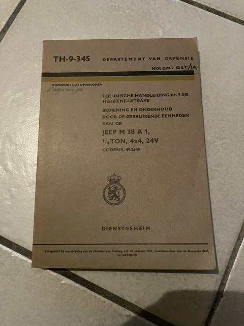 Nekaf M38A1 voorschrift / handleiding, Ophalen of Verzenden, Landmacht, Nederland, Overige typen