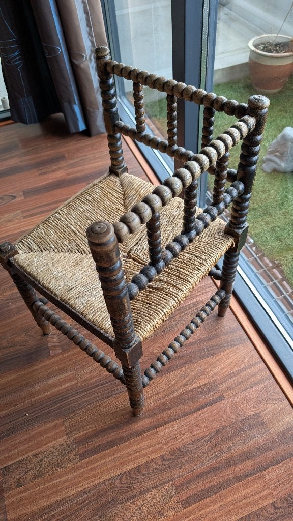 Antiek houten hoek stoel, Huis en Inrichting, Ophalen, Bruin, Hout, Eén