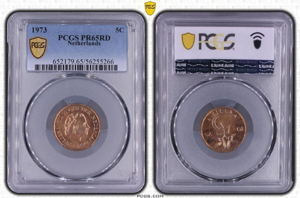 Nederland - 5 Cent 1973 in PCGS slab PR65RD, Postzegels en Munten, Munten | Nederland, Ophalen of Verzenden, Koningin Juliana