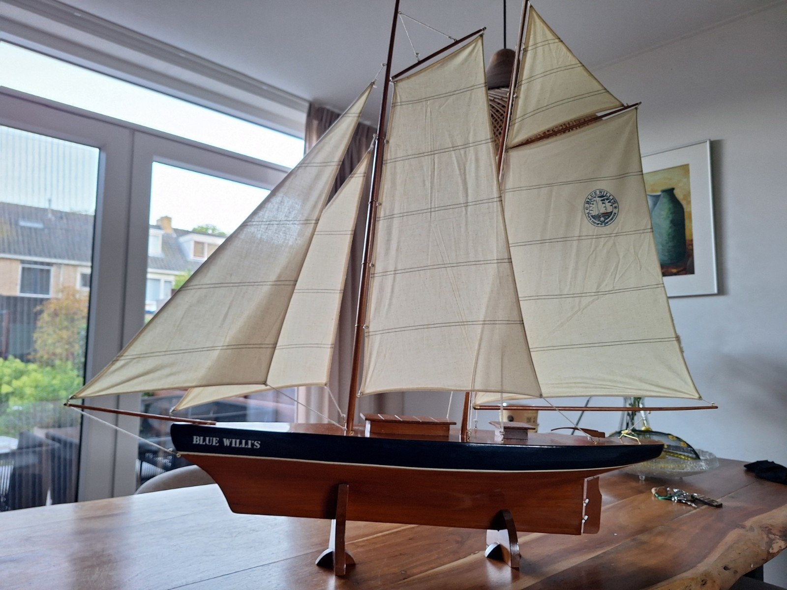 Prachtig houten scheepsmodel 'Blue Willi's', Ophalen, Nieuw, Overige merken