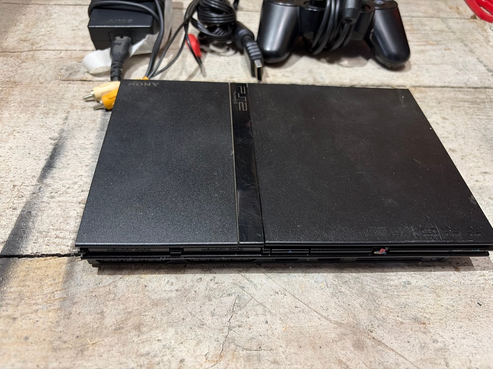 Sony PlayStation 2 Slim met 1controller en 16MB kaart, Ophalen, Gebruikt, Zwart, Met 2 controllers