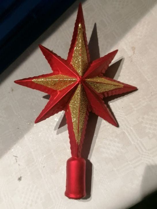 kerstboom piek rood/goudkleurig, Diversen, Ophalen of Verzenden, Zo goed als nieuw