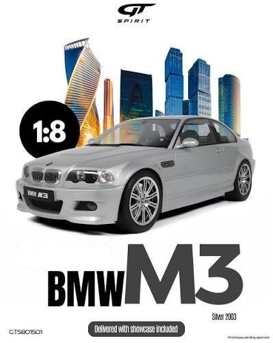 BMW M3 (E46) Coupe 2003 Zilver 1-8 (Inkl.Vitrine) GT Spirit, Tschuiten@hotmail.com, Auto, Frankrijk, Nieuw
