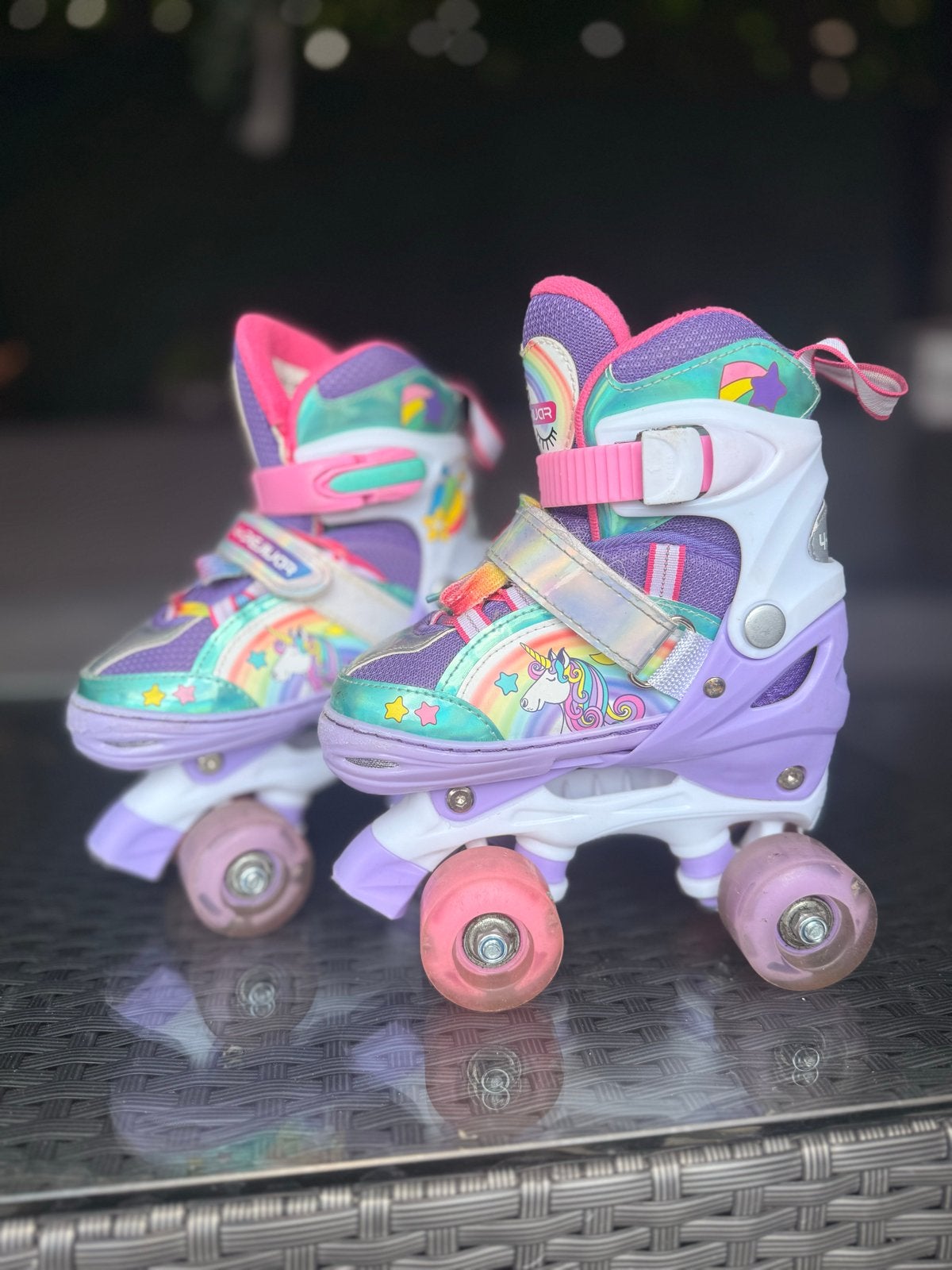 Meisjes rolschaatsen - Unicorn met lichtgevende wielen, Ophalen, Verstelbaar, Gebruikt, Kinderen