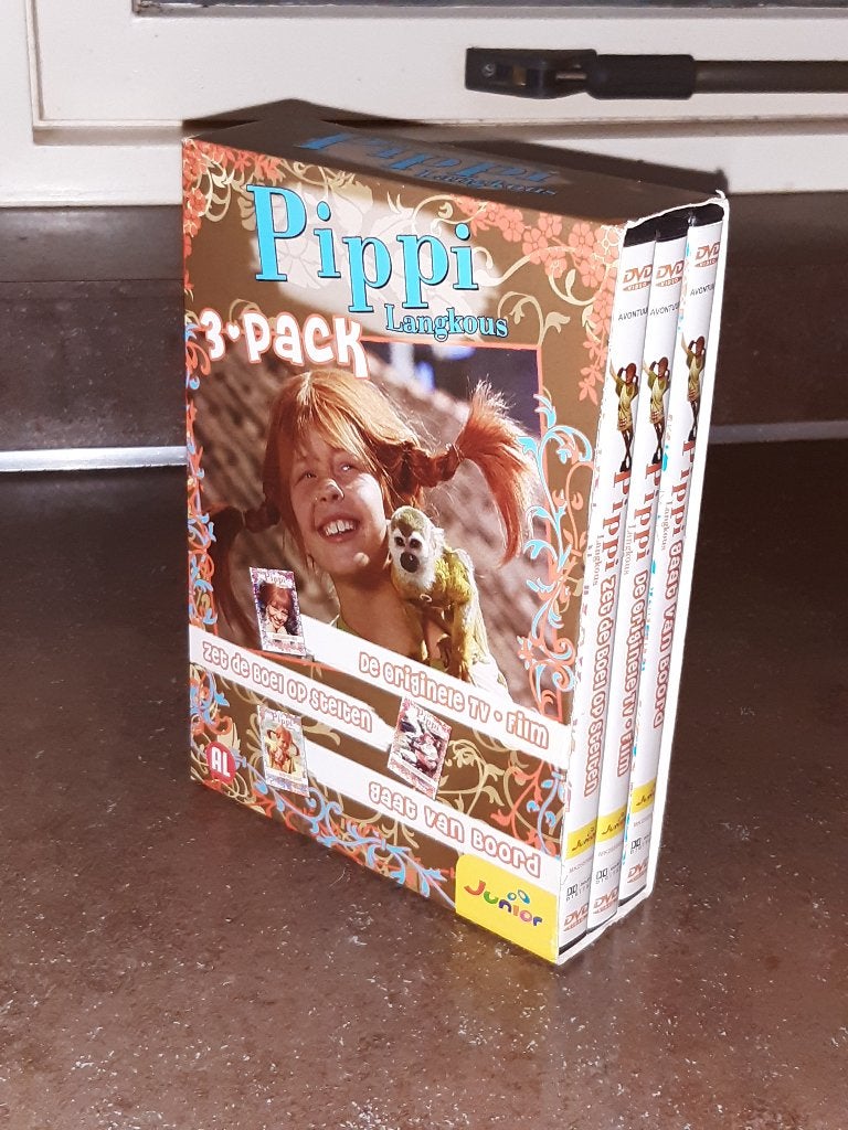 Pippi langkous 3 dvd box, Cd's en Dvd's, Dvd's | Kinderen en Jeugd, Zo goed als nieuw, Alle leeftijden, Verzenden