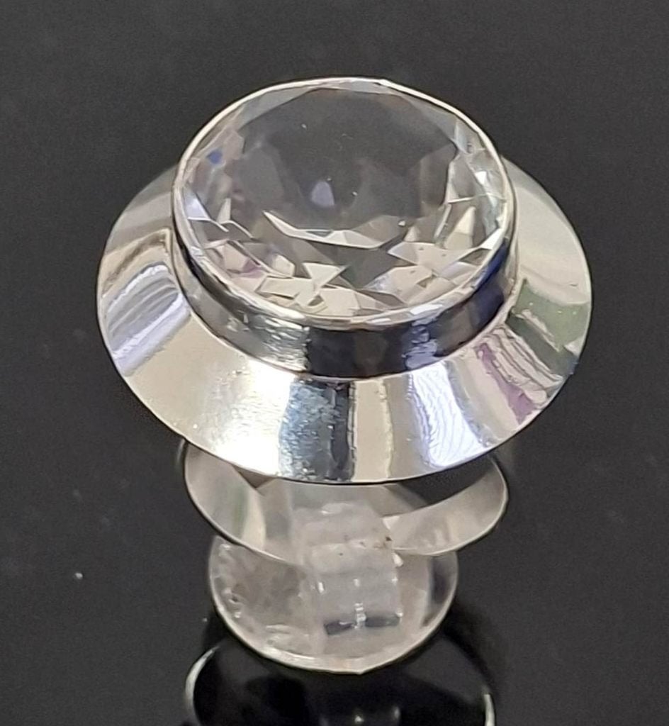 Finse Modernist Erik Granit Sterling Zilver Bergkristal Ring, Sieraden, Tassen en Uiterlijk, Ophalen of Verzenden, Zilver, Ring