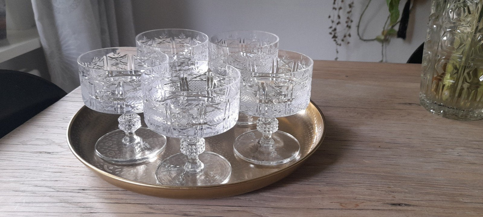 Set van 5 kristallen dessertcoupes, Antiek en Kunst, Ophalen of Verzenden