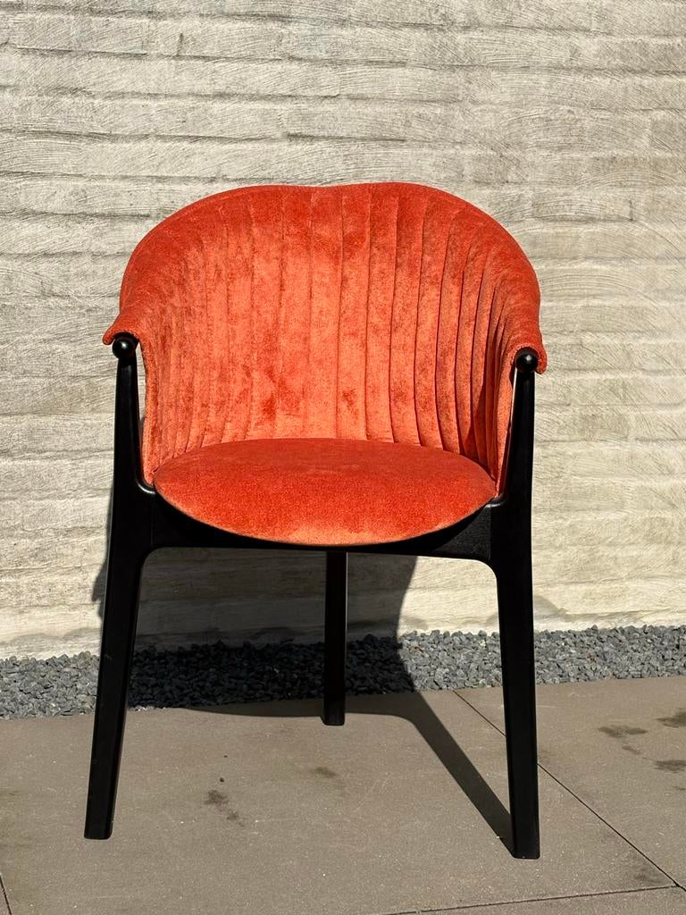 Oranje velours eetkamerstoel, showroommodel, Ophalen, Overige kleuren, Zo goed als nieuw, Eén