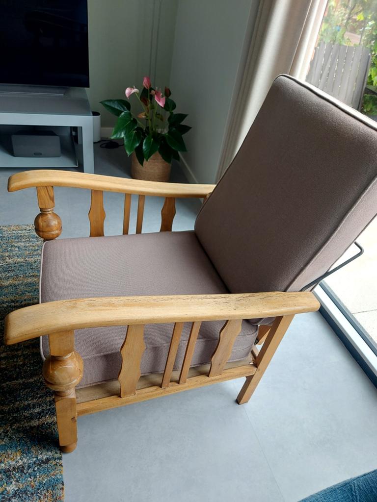 Houten Rookstoel met Comfortabele Kussens, Gebruikt, Overige kleuren, Klassiek, Ophalen of Verzenden
