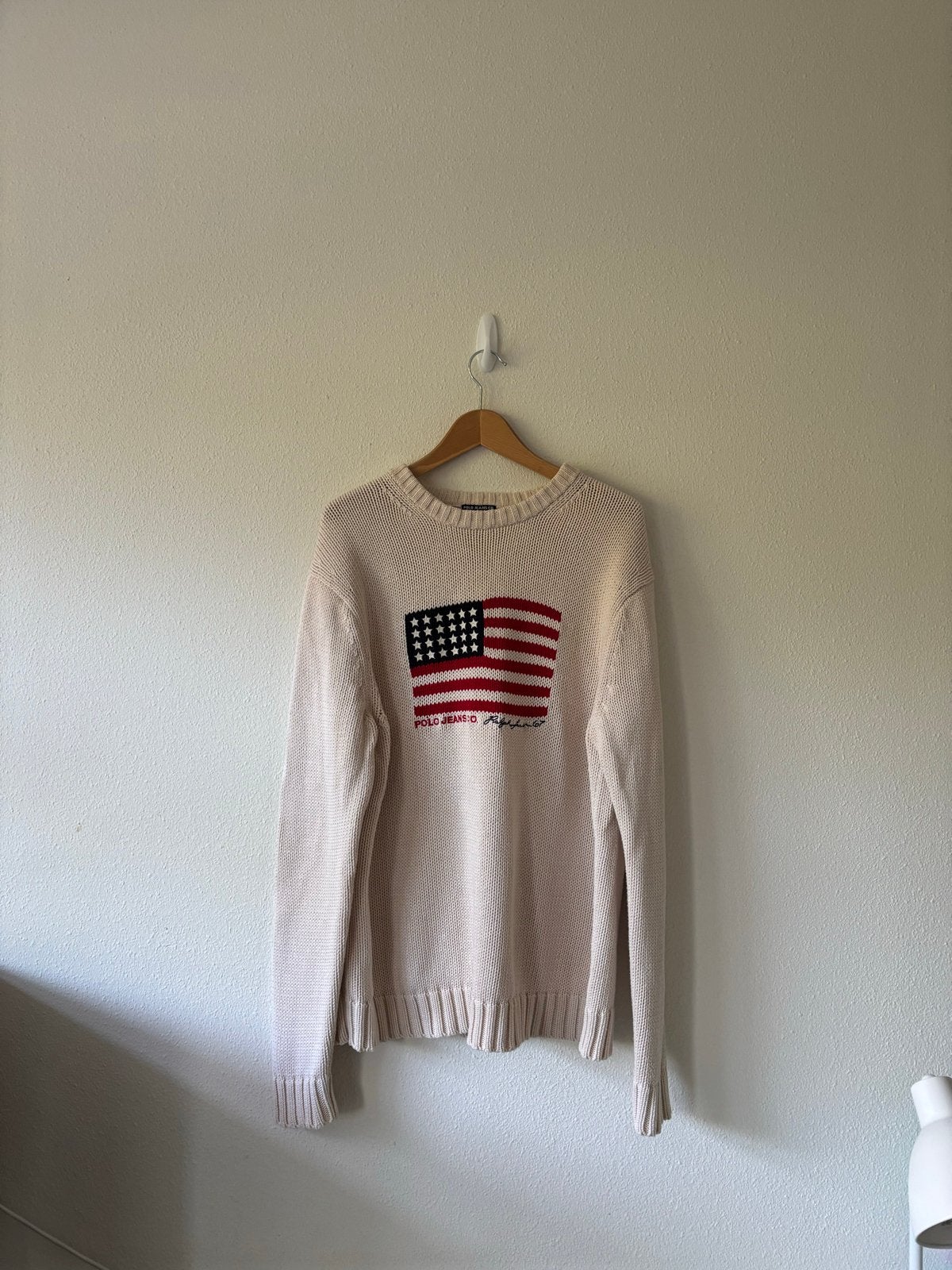 Polo Jeans Co. Ralph Lauren trui met Amerikaanse vlag, Verzenden, Zo goed als nieuw, Maat 52/54 (L), Beige