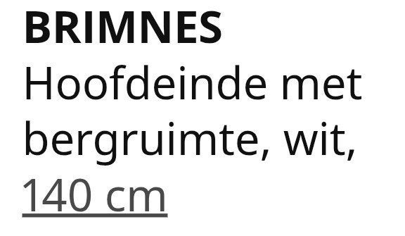 IKEA BRIMNES Hoofdeinde met opbergruimte, wit, 140 cm, Ophalen, Gebruikt, Wit, Tweepersoons