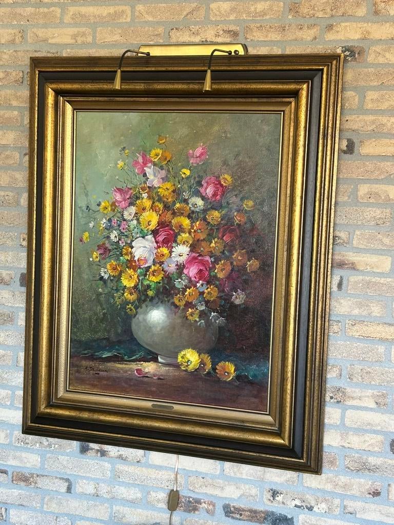 SCHILDERIJ: STILLEVEN (BLOEMEN IN VAAS), Antiek en Kunst, Kunst | Schilderijen | Abstract, Ophalen