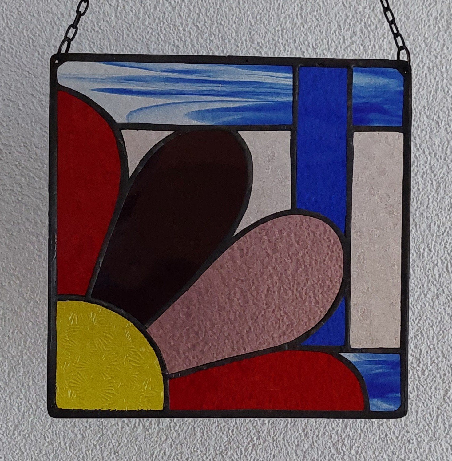 Raamhanger - glas in lood - tiffany - bloem, 20 cm, Ophalen of Verzenden, Glas, 20 cm